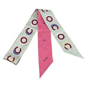 CHANEL - Pink Light Blue Silk Scarf